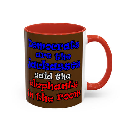 donkeys and elephants - Accent Mug (brown)