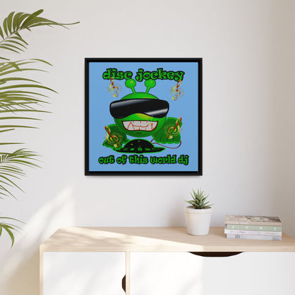 disc jockey - framed canvas art (light blue)