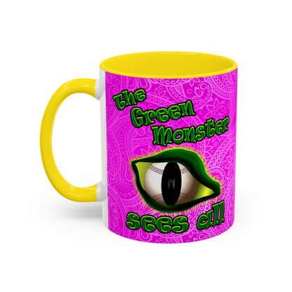 green monster - Accent Mug (pink swirl)