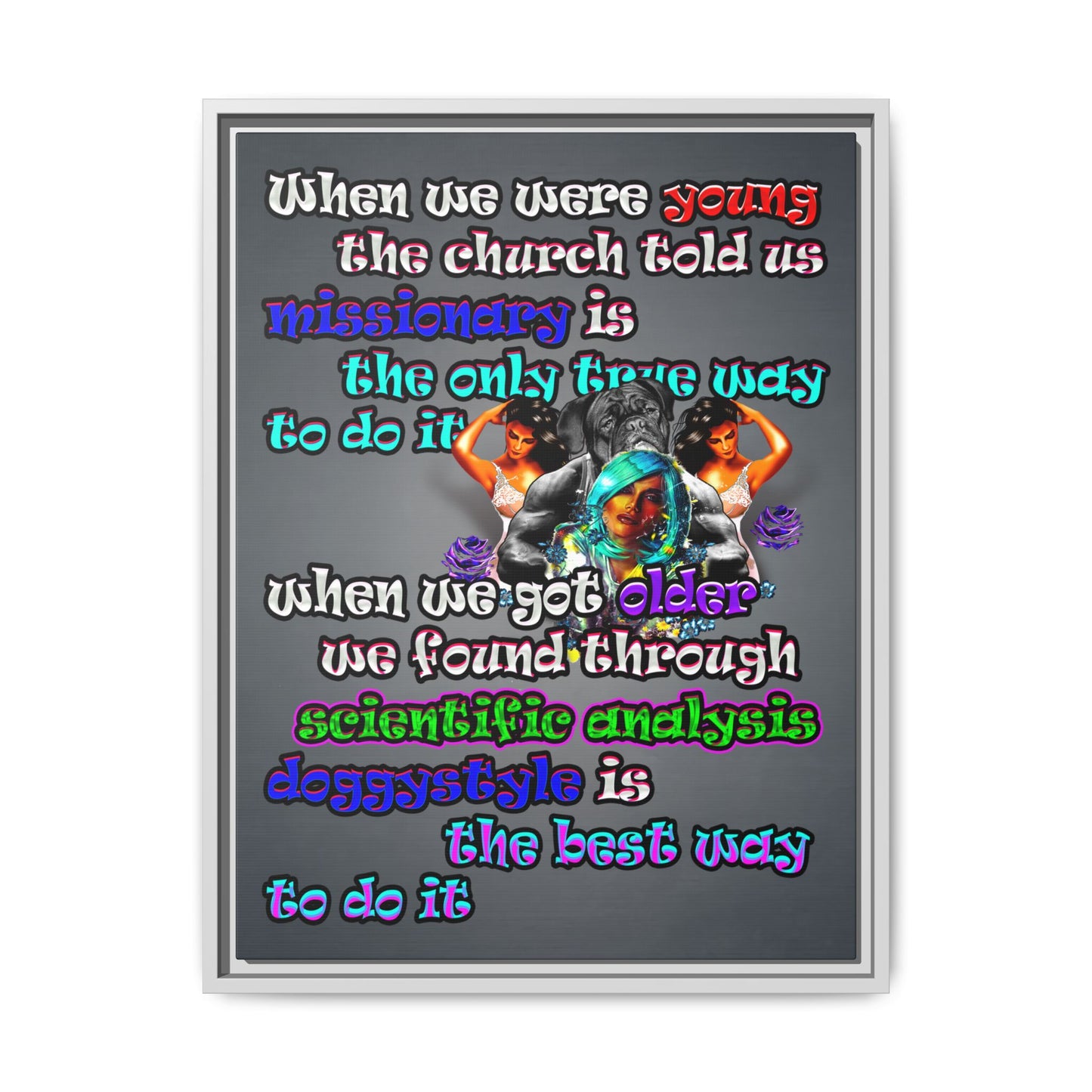 doggystyle - framed canvas art (grey-light grey)