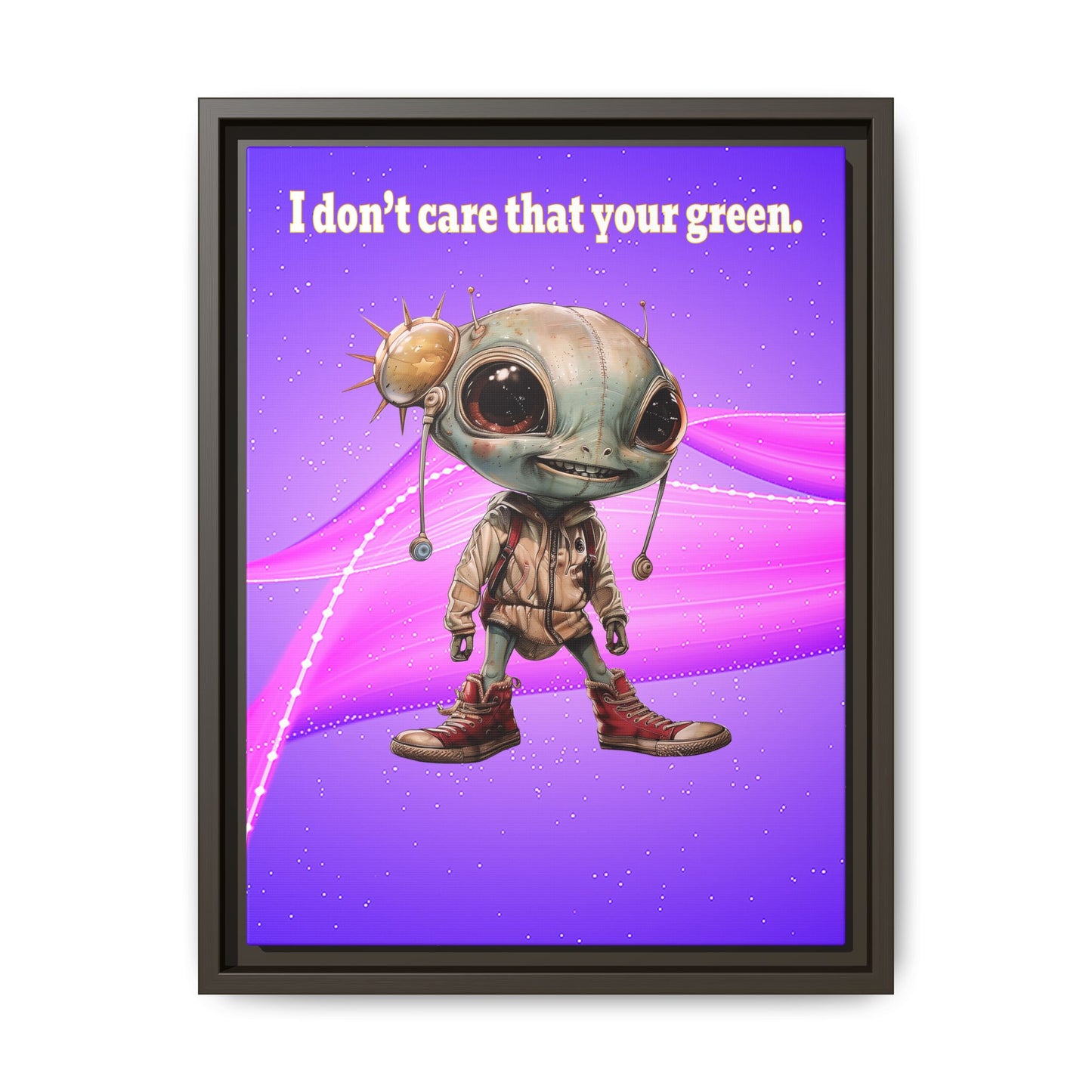 I don't care that your green - framed canvas art (purple-pink wave)