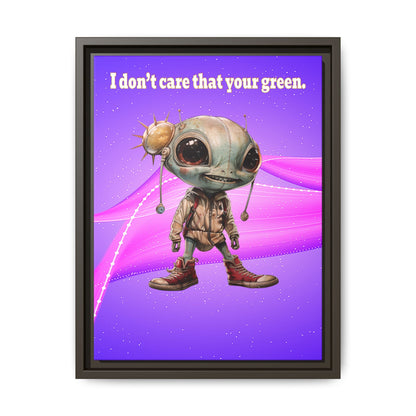 I don't care that your green - framed canvas art (purple-pink wave)