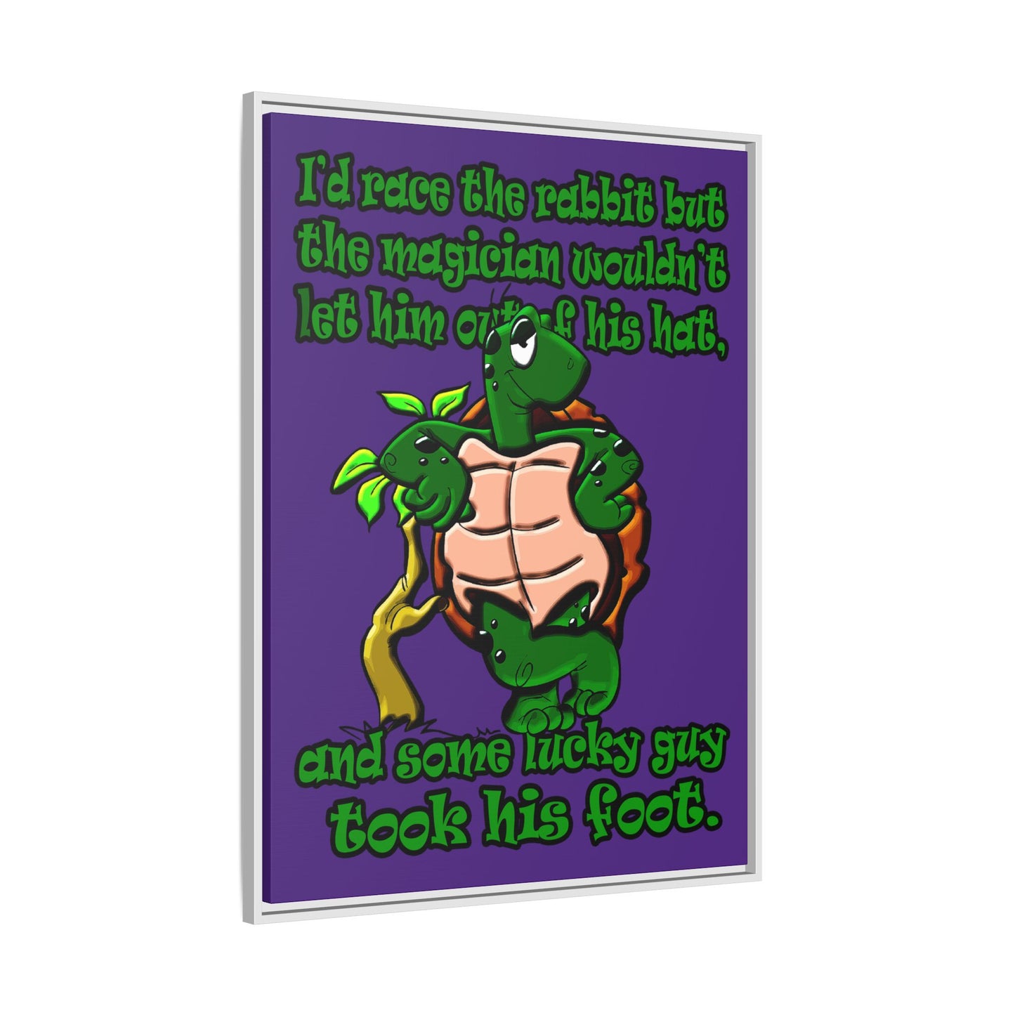 turtle race - framed canvas art (purple)