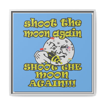 shoot the moon again - framed canvas art (light blue)