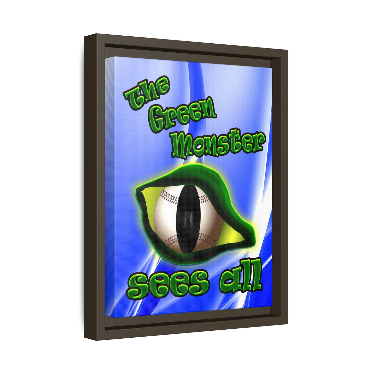 green monster - framed canvas art (blue-white wave)