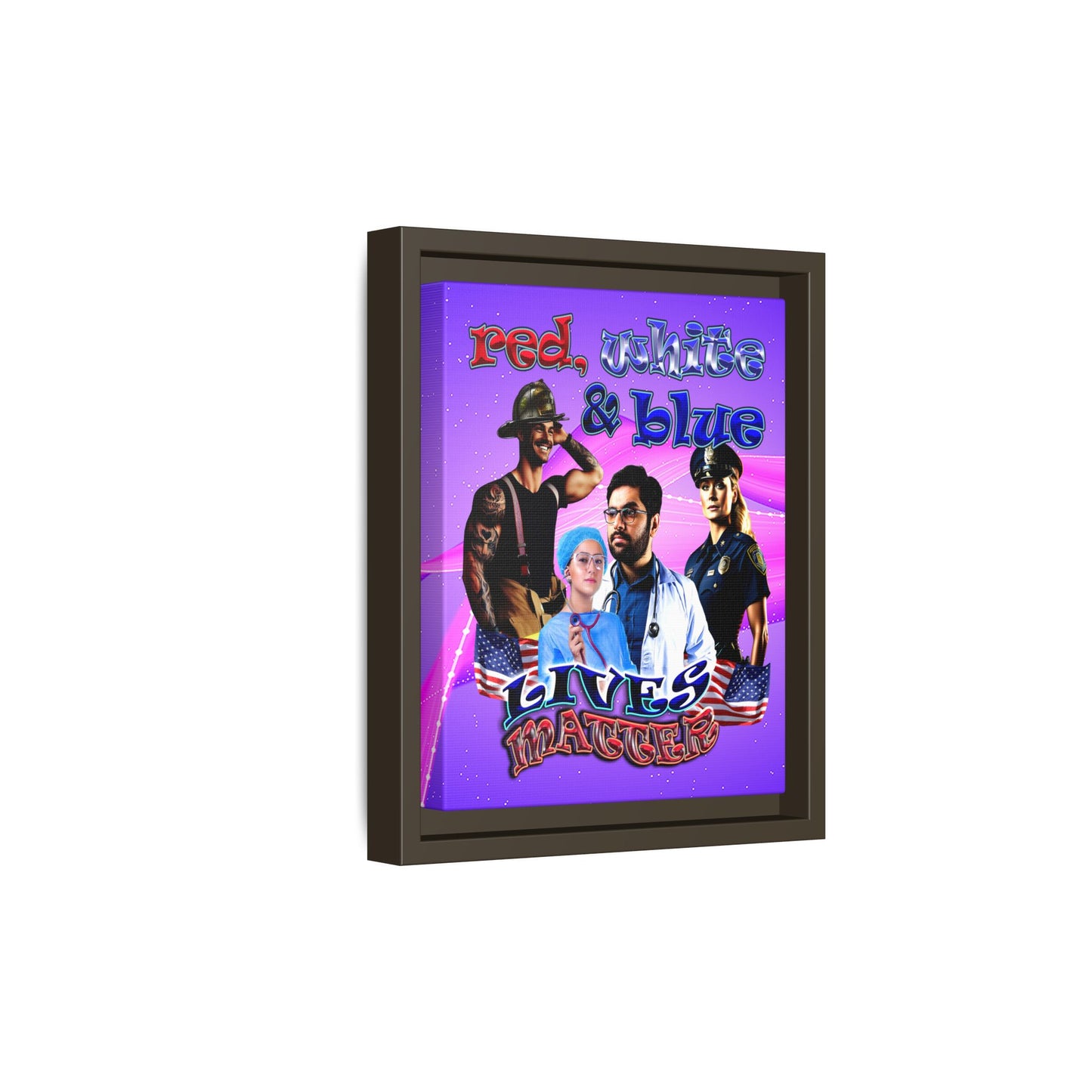 rw&b lives matter - framed canvas art (purple-pink wave)