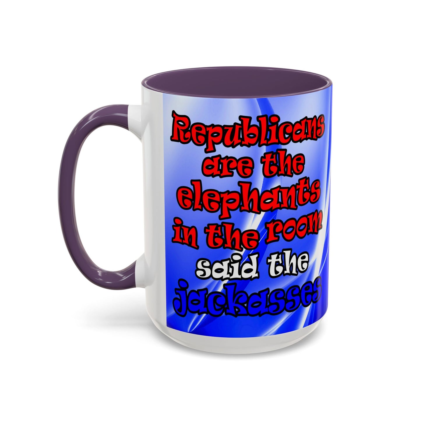donkeys and elephants - Accent Mug (blue-white wave)