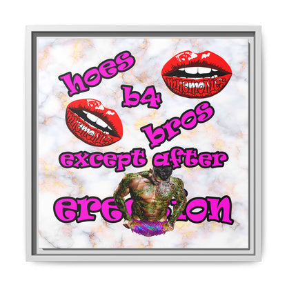 hoes b4 bros - framed canvas art (white marble)