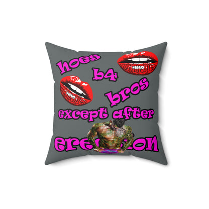 hoes b4 bros - Spun Polyester Square Pillow - (dark grey)