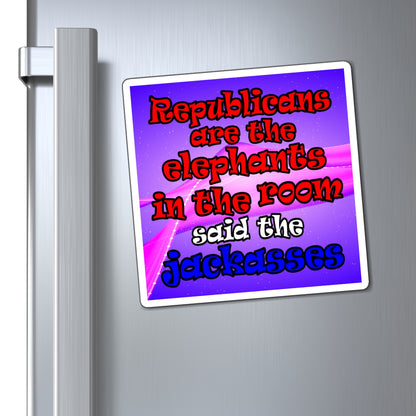 donkeys and elephants - Magnets - (purple-pink wave)