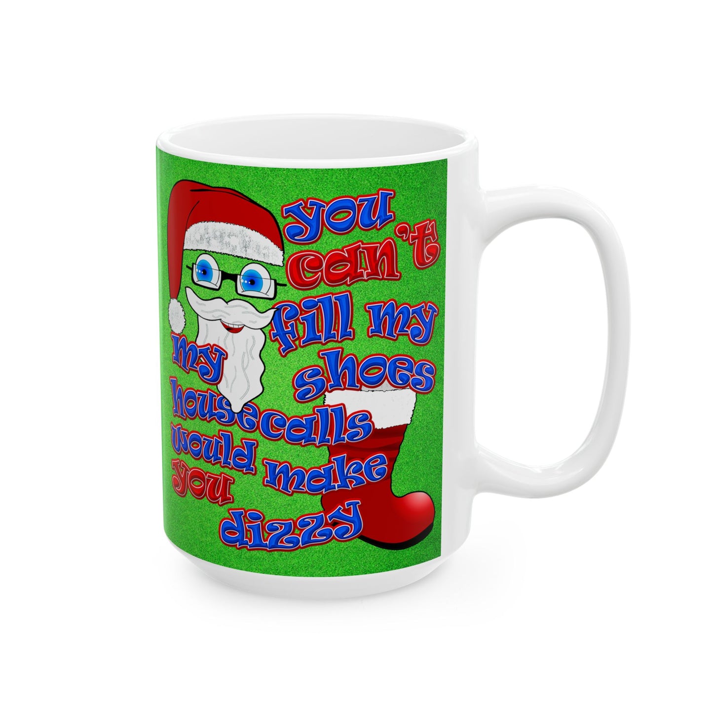 santa's shoes - White Mug (green turf)