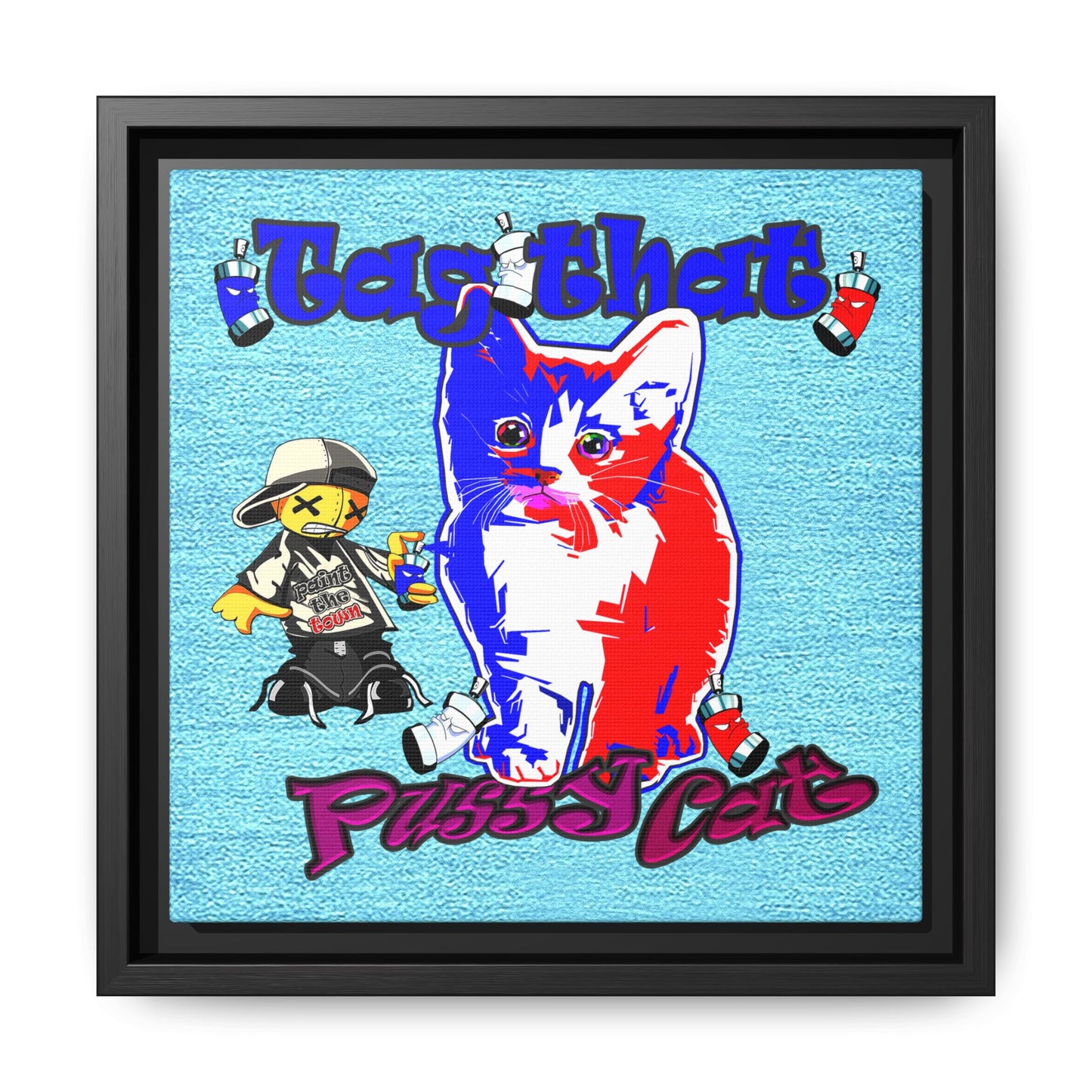 tag that - framed canvas art (faded blue)