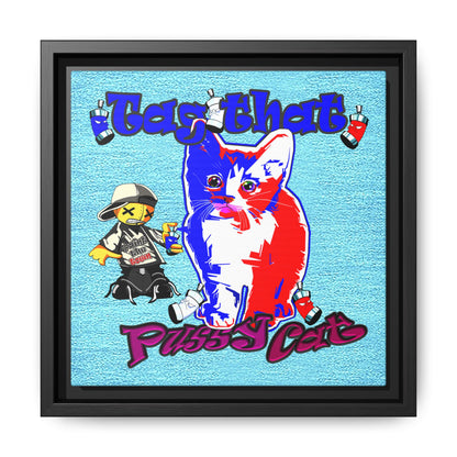 tag that - framed canvas art (faded blue)