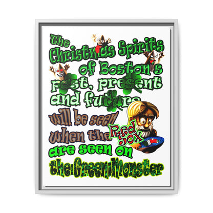 christmas spirits of boston - framed canvas art (white)