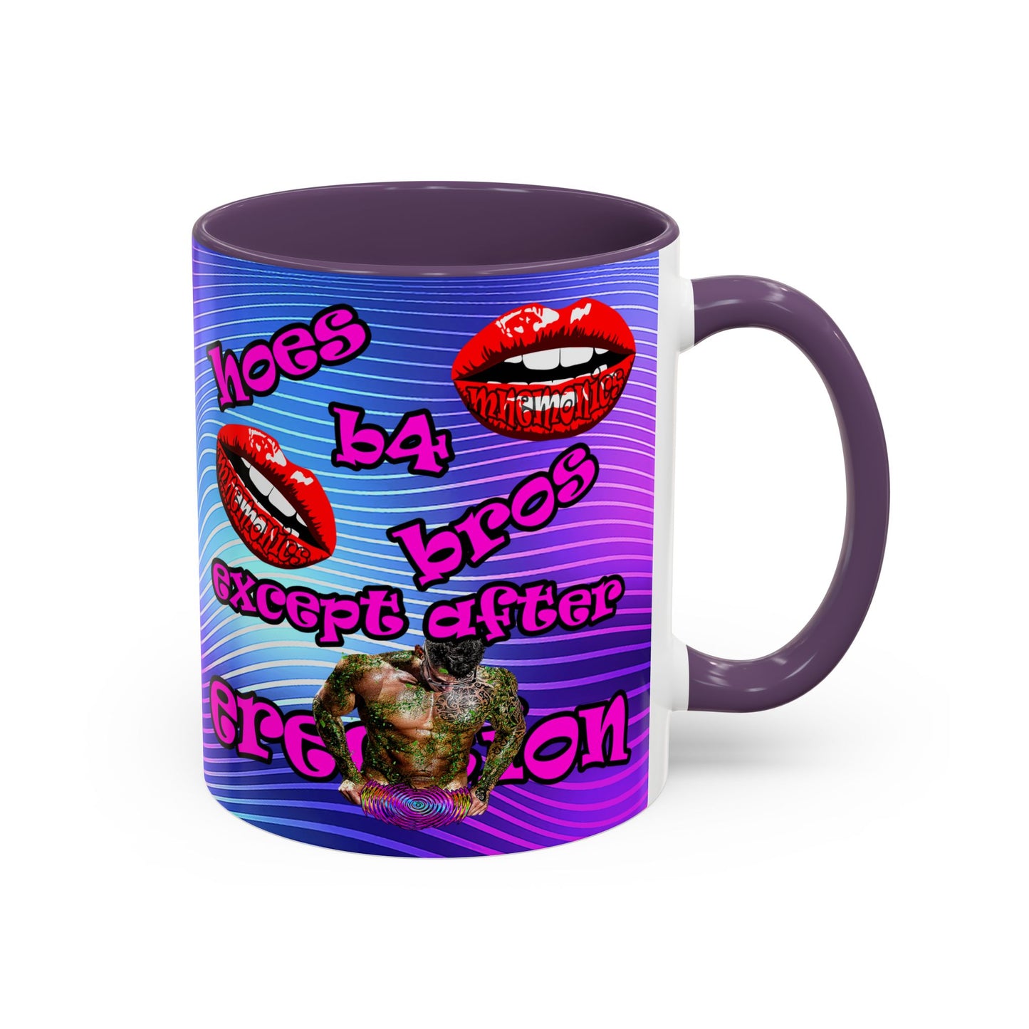 hoes b4 bros - Accent Mug (purple wave)