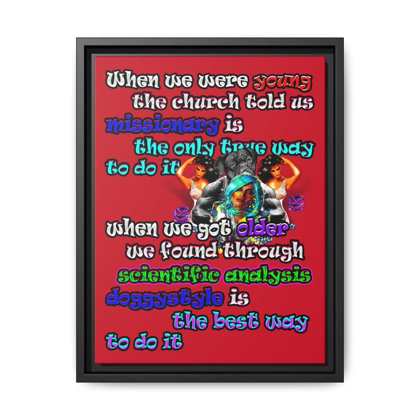 doggystyle - framed canvas art (dark red)