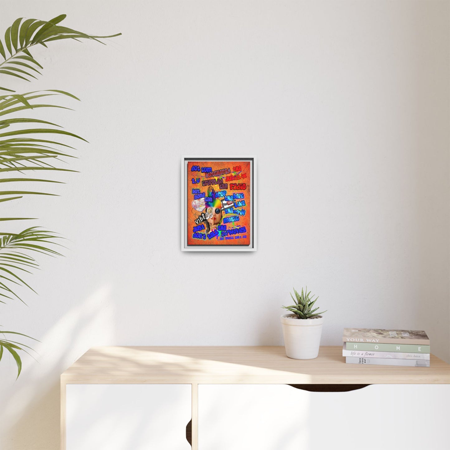 drop the beat - framed canvas art (burnt orange)
