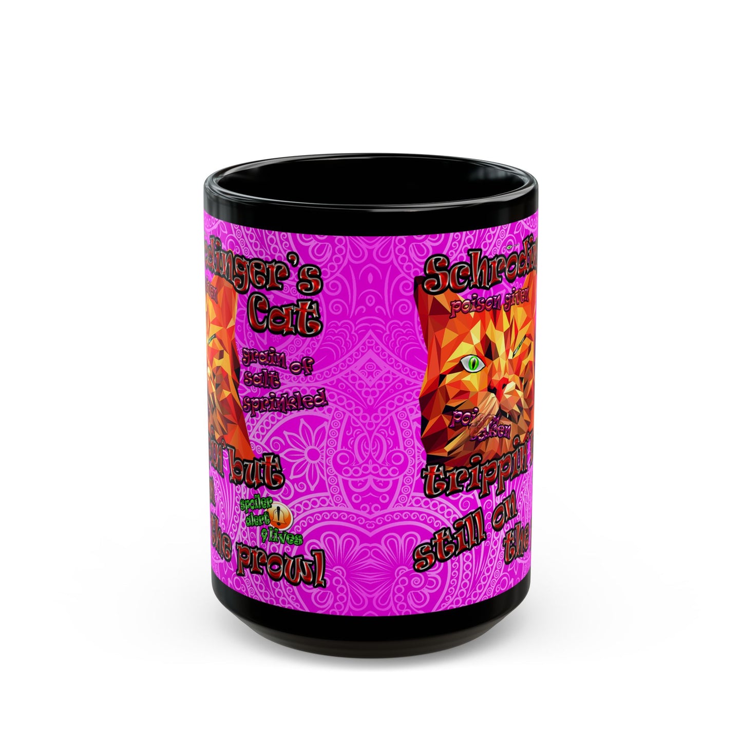 schrodinger's cat - Black Mug (pink swirl)