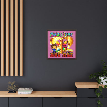 love peace - framed canvas art (light pink)