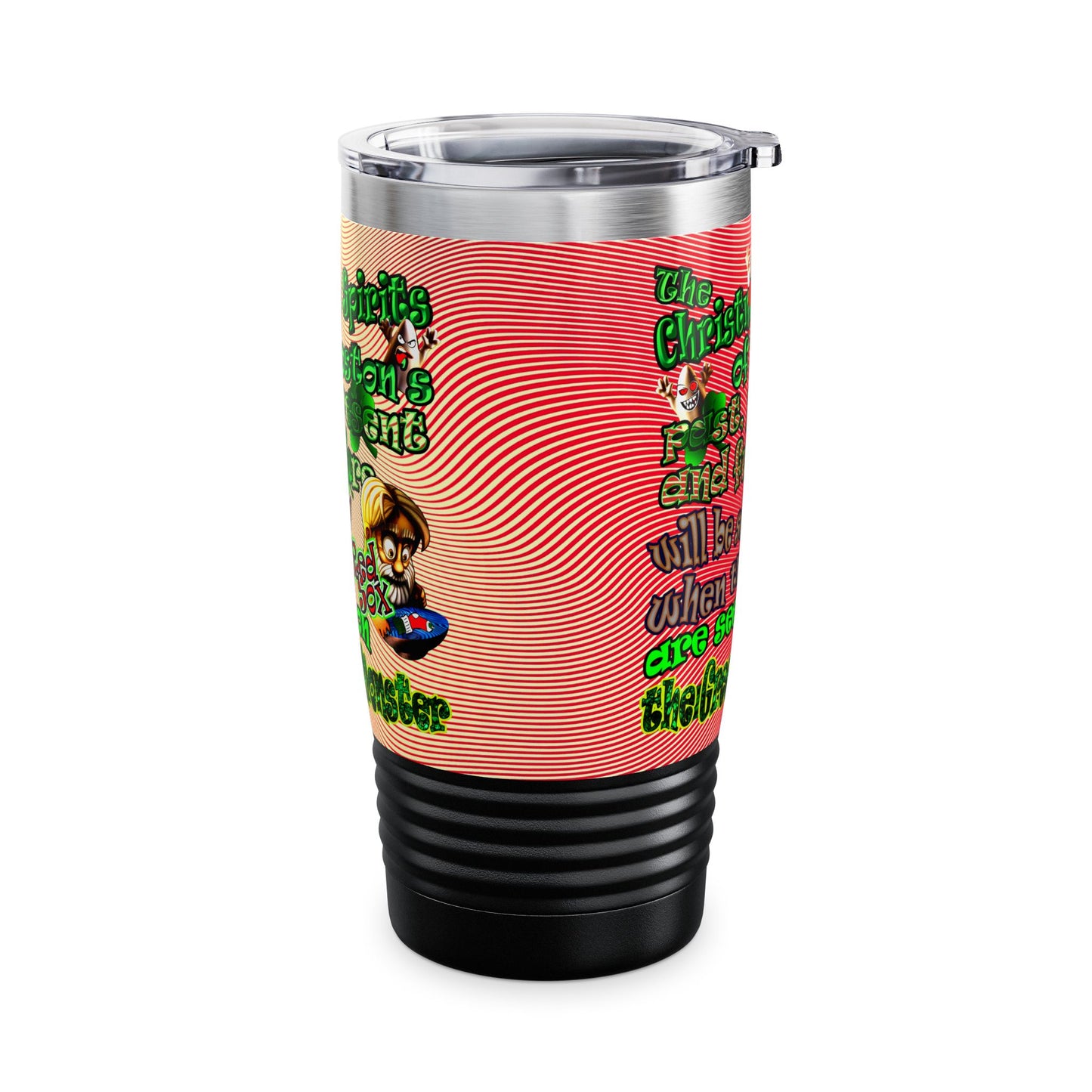 christmas spirits of boston - Ringneck Tumbler, 20oz (yellow-orange wave)