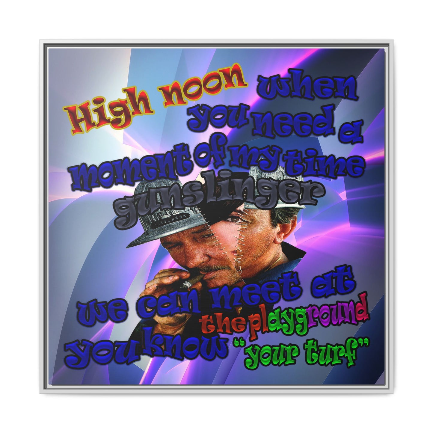 high noon - framed canvas art (grey-pink wave)
