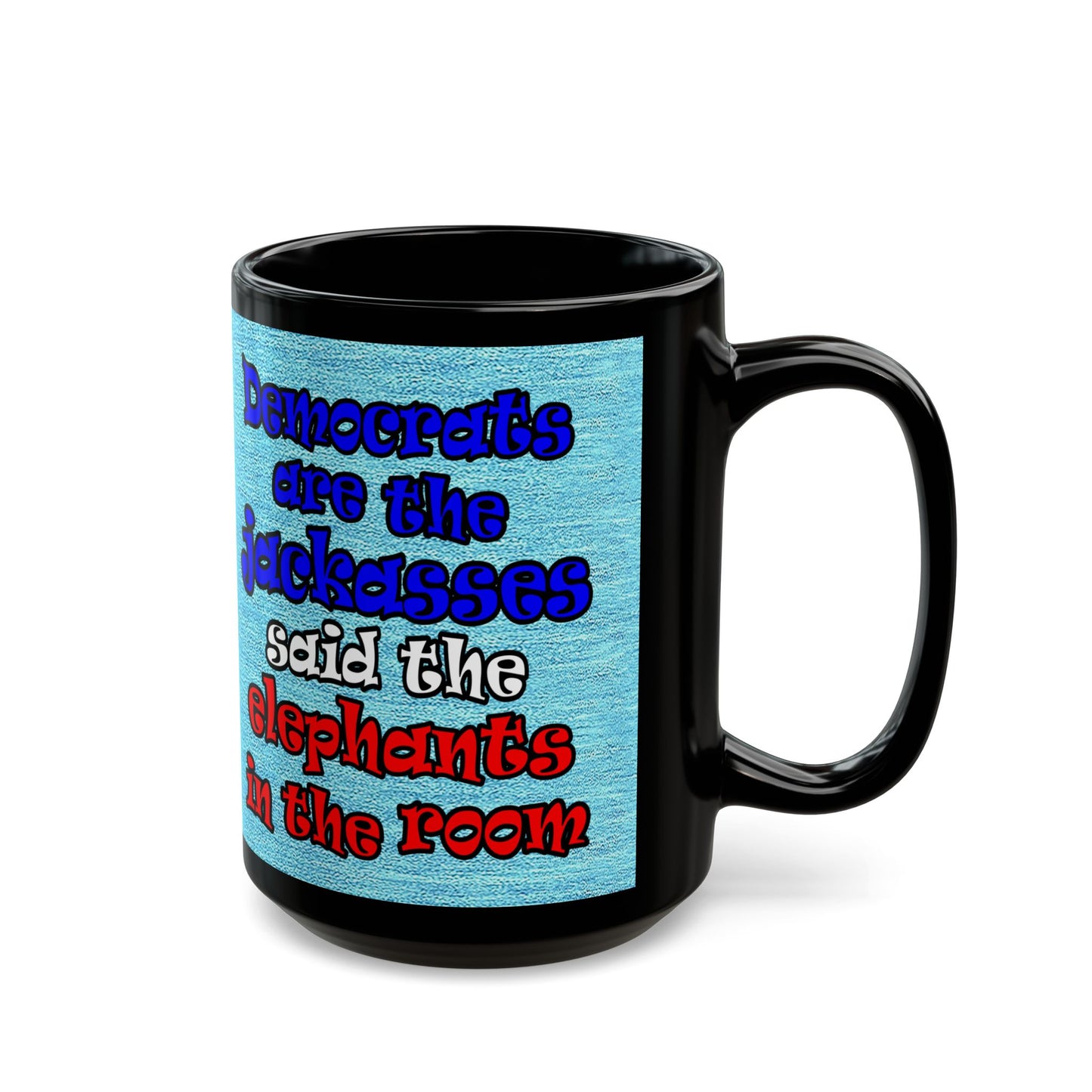 donkeys and elephants - Black Mug (faded blue)