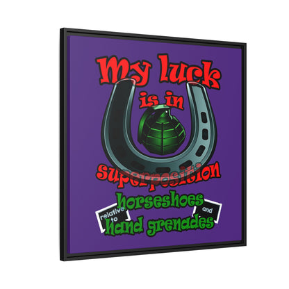 my luck - framed canvas art (purple)