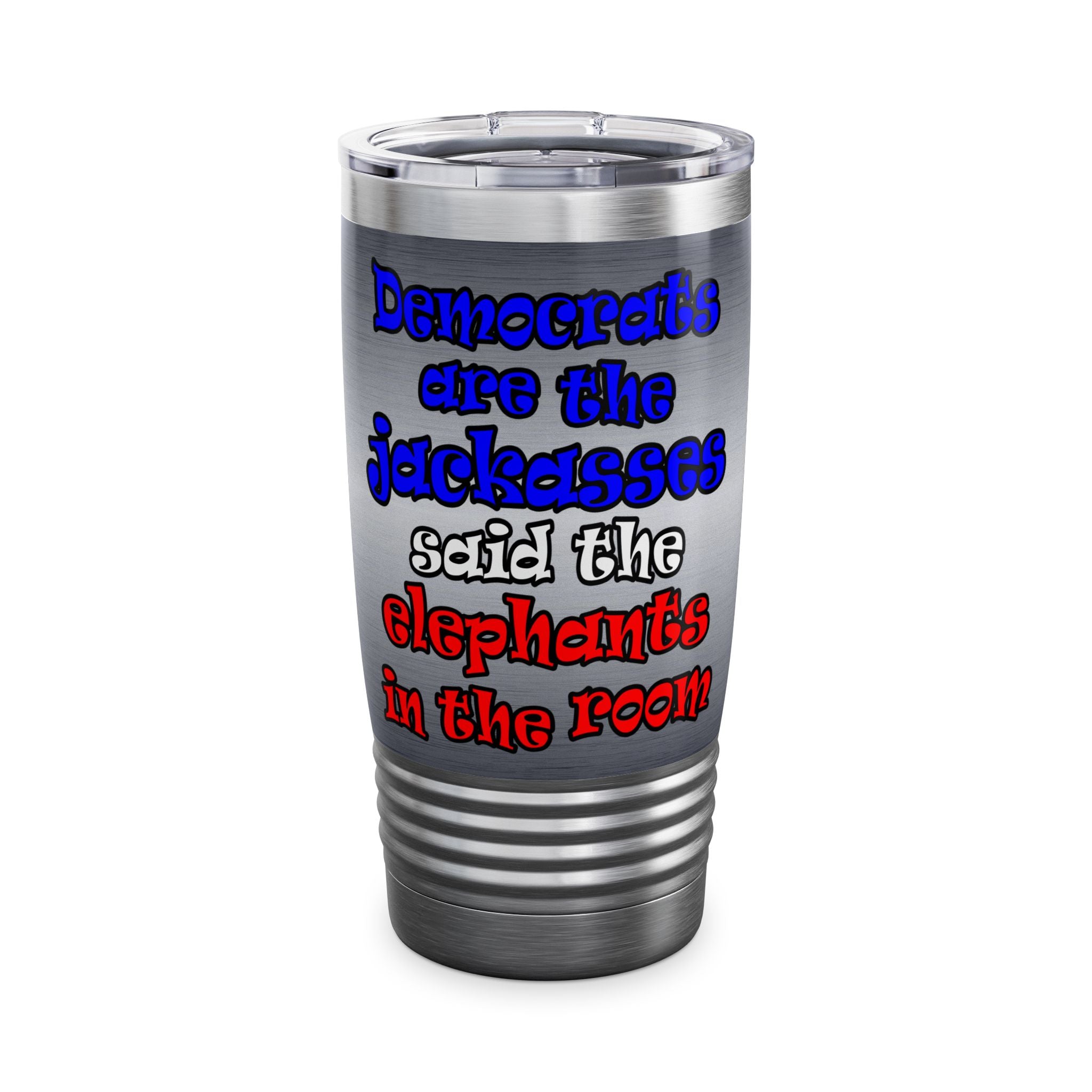 donkeys and elephants - Ringneck Tumbler, 20oz (brushed nickel)