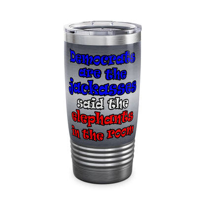 donkeys and elephants - Ringneck Tumbler, 20oz (brushed nickel)