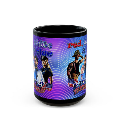 rw&b lives matter - Black Mug (purple wave)
