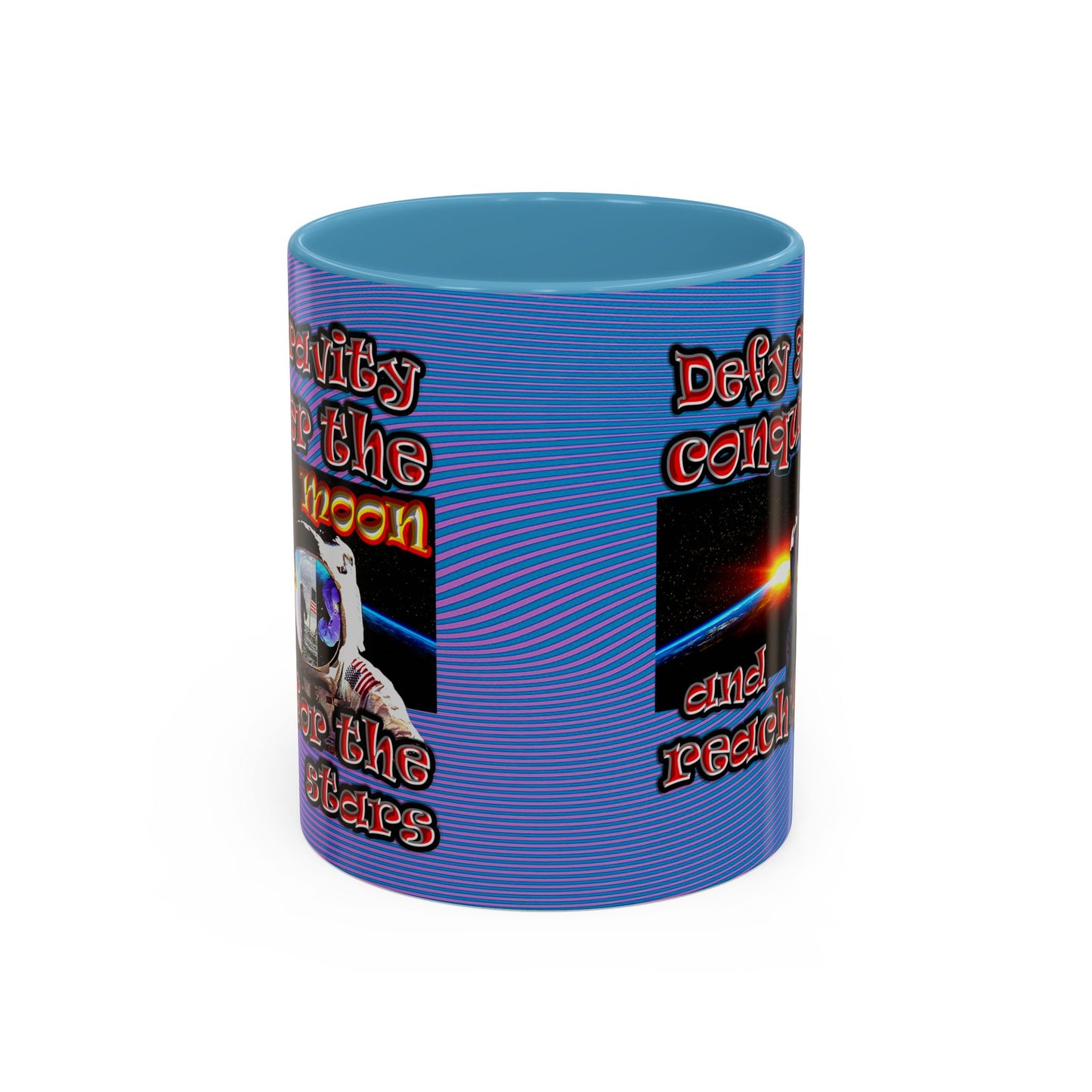 defy conquer reach - Accent Mug (light blue-purple wave)
