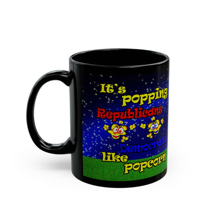 popping like popcorn - Black Mug ('snoops' background)