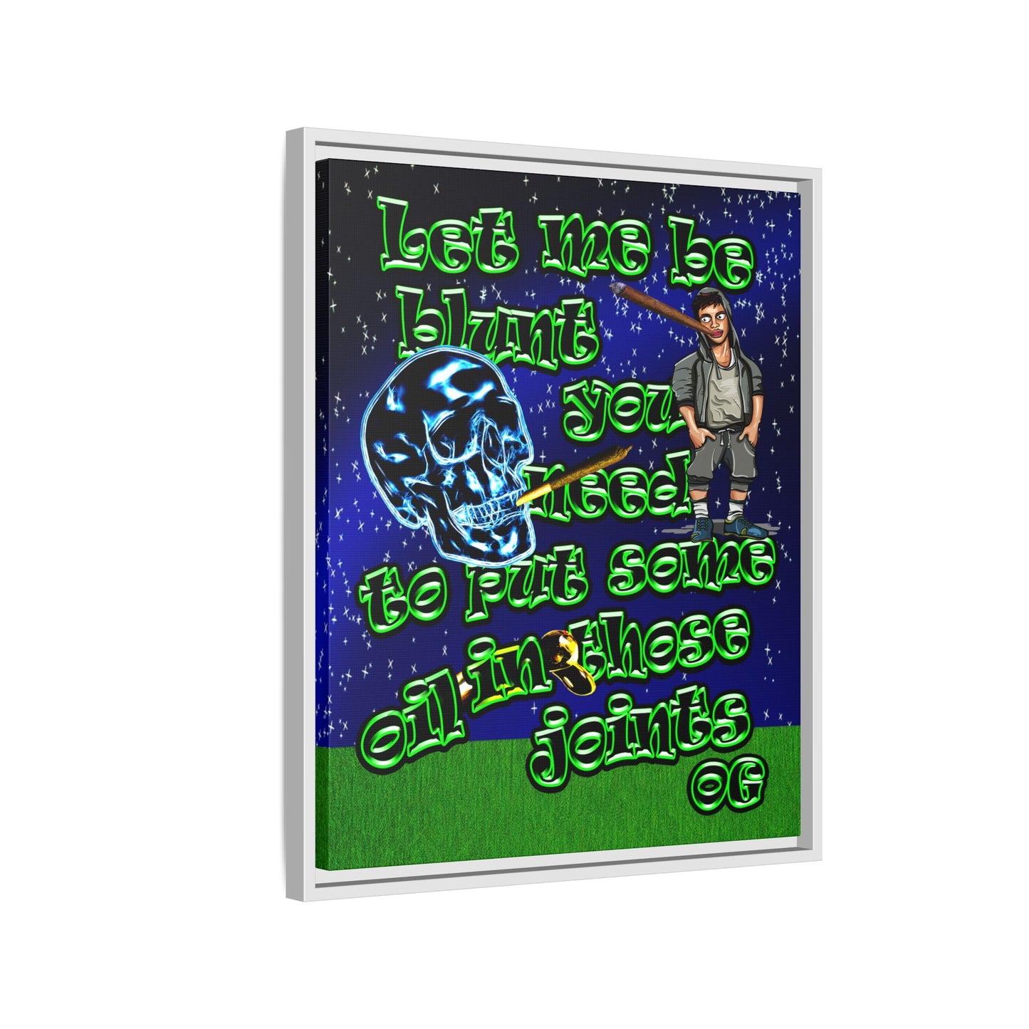 og - framed canvas art ('snoops' background)