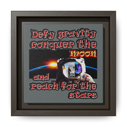 defy conquer reach - framed canvas art (dark grey)