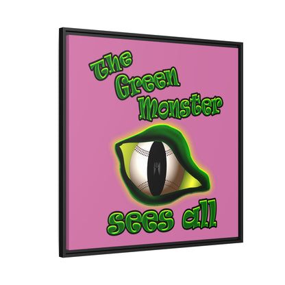 green monster - framed canvas art (light pink)