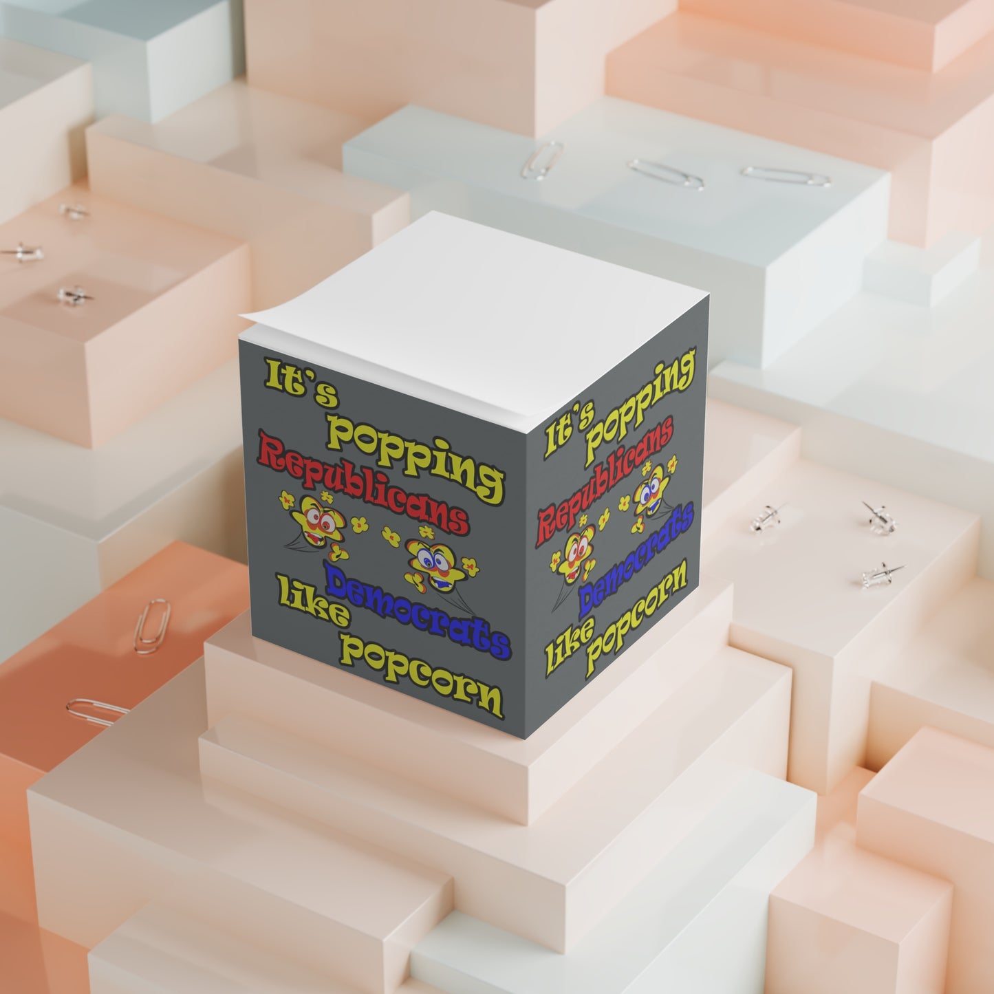 popping like popcorn - note cube (dark grey)