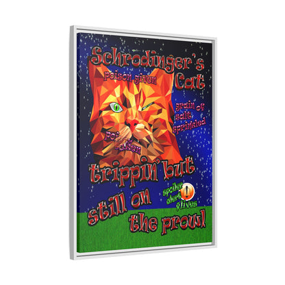 schrodinger's cat - framed canvas art ('snoops' background)