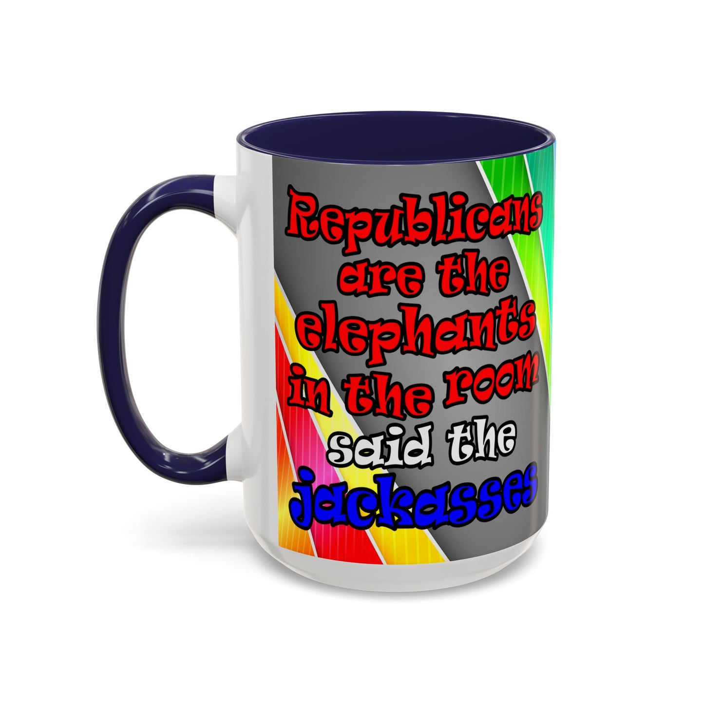 donkeys and elephants - Accent Mug (rainbow split)