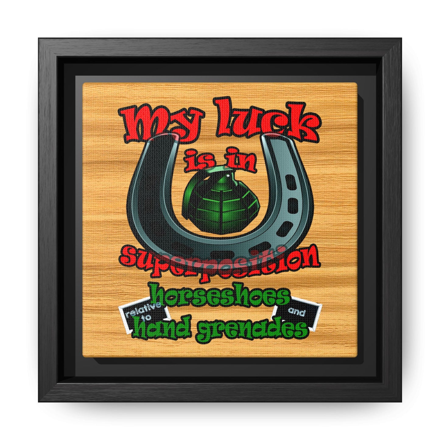 my luck - framed canvas art (butterscotch wood finish)