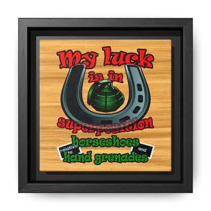 my luck - framed canvas art (butterscotch wood finish)