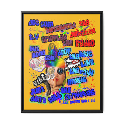 drop the beat - framed canvas art (yellow)