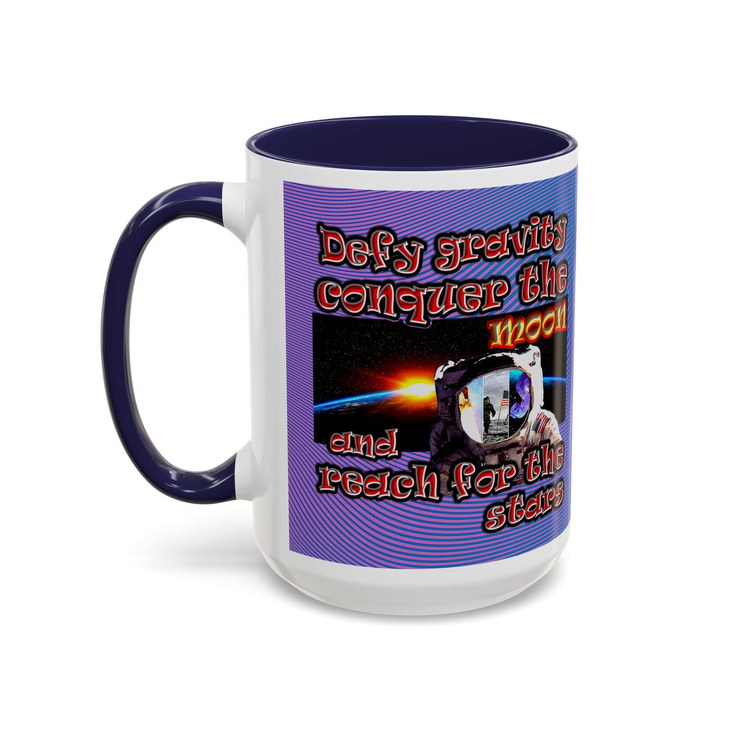 defy conquer reach - Accent Mug (light blue-purple wave)