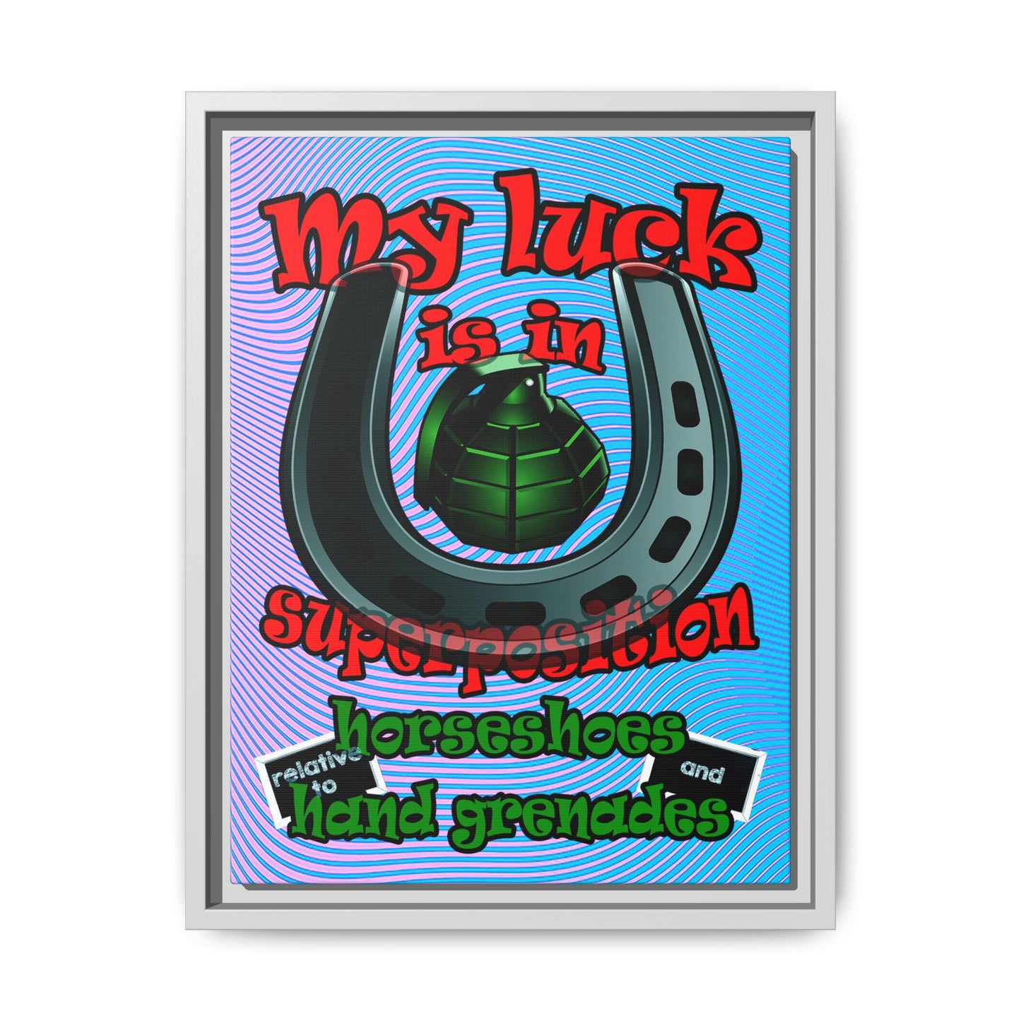 my luck - framed canvas art (light blue-purple wave)