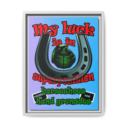 my luck - framed canvas art (light blue-purple wave)
