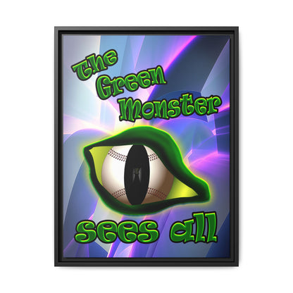 green monster - framed canvas art (grey-pink wave)