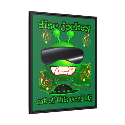 disc jockey - framed canvas art (dark green)