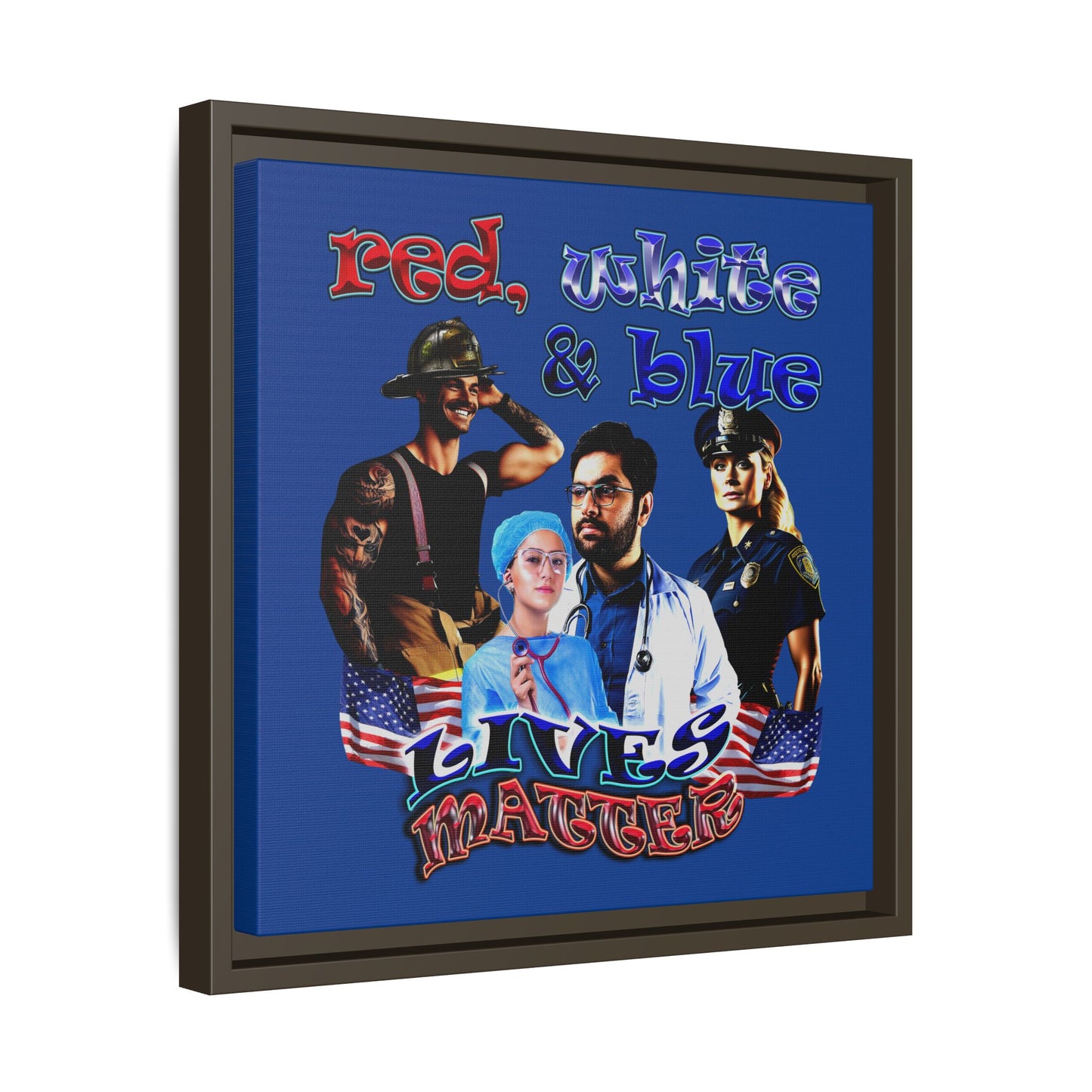 rw&b lives matter - framed canvas art (dark blue)