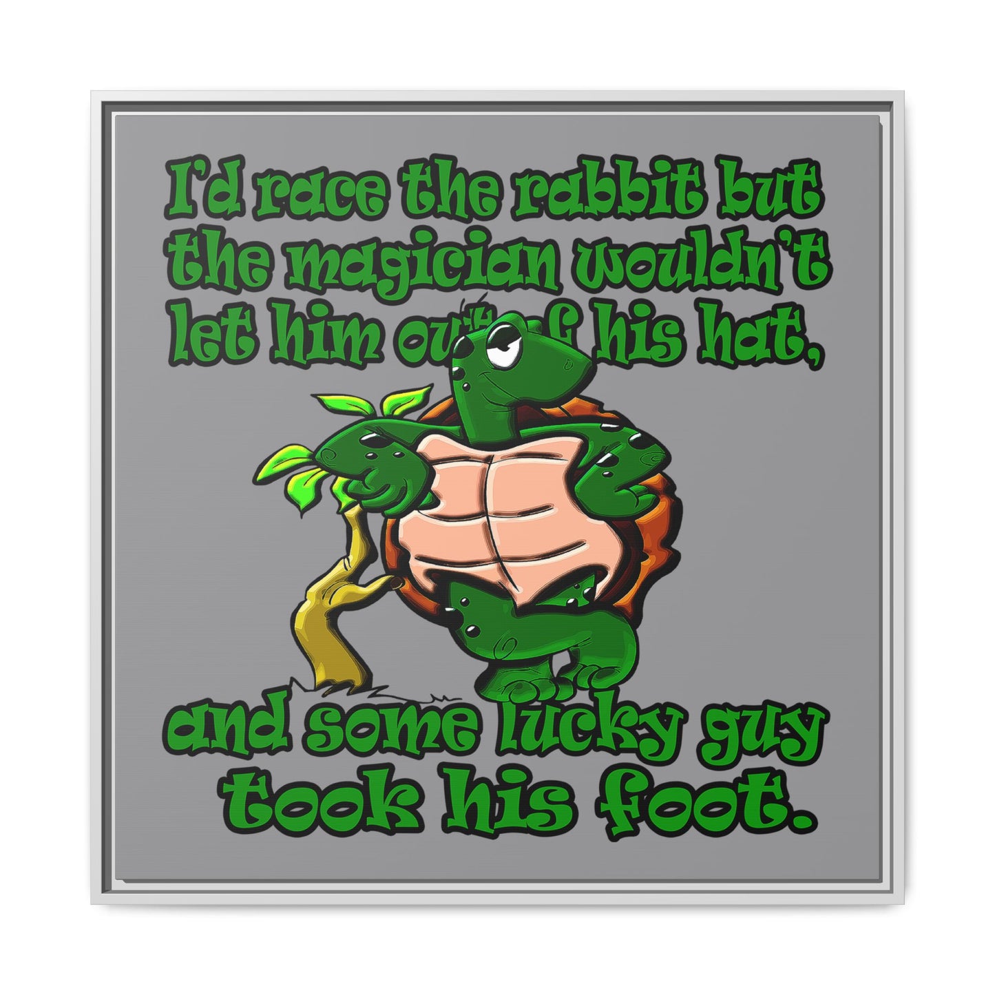 turtle race - framed canvas art (grey)