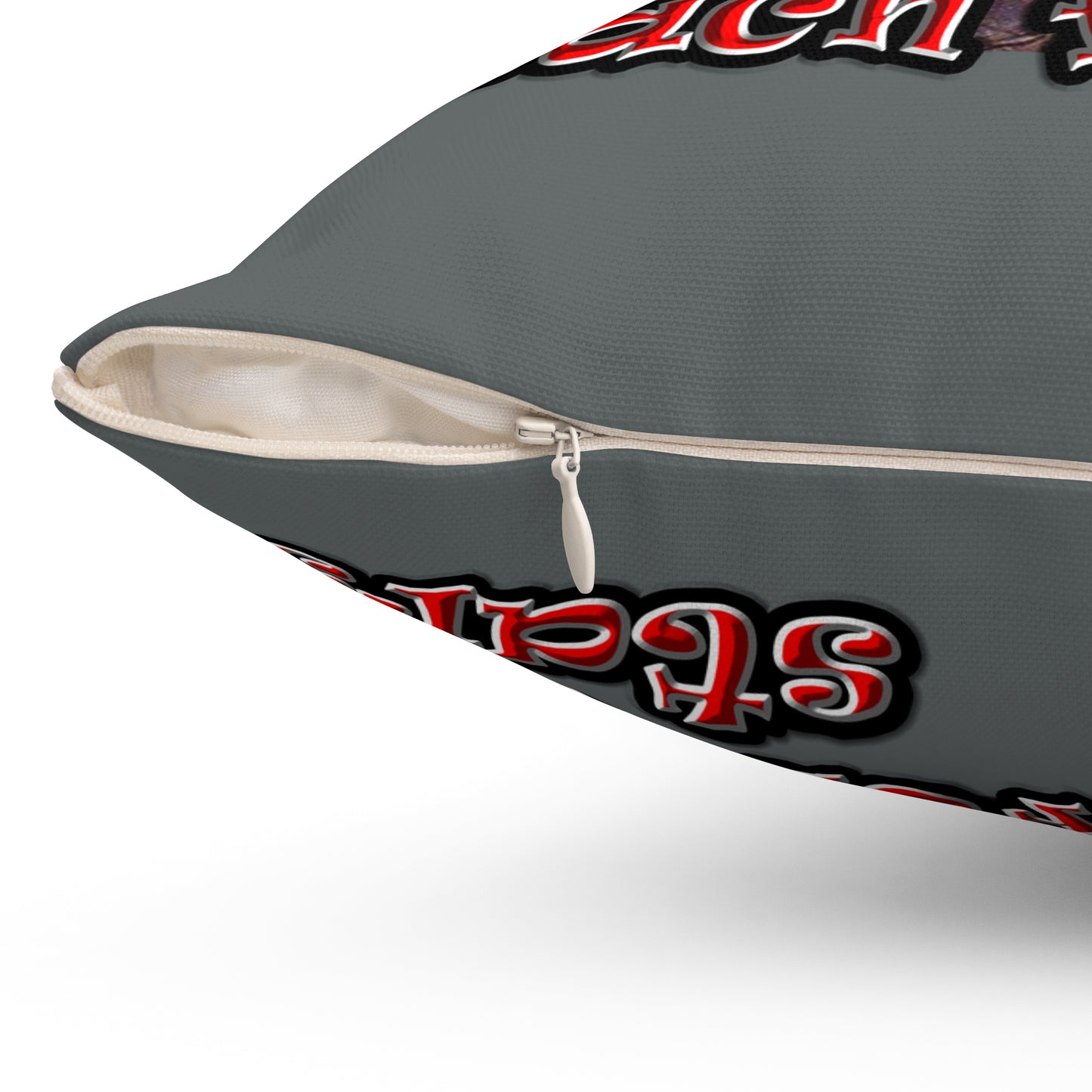 defy conquer reach - Spun Polyester Square Pillow - (dark grey)