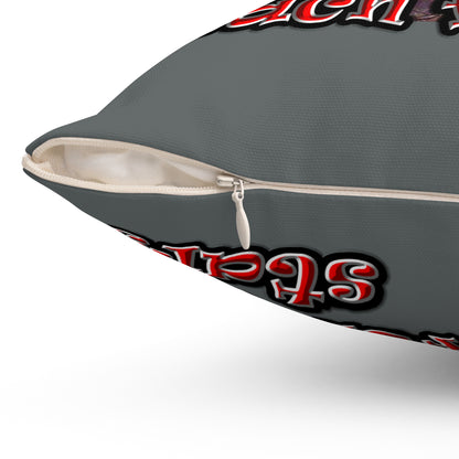 defy conquer reach - Spun Polyester Square Pillow - (dark grey)